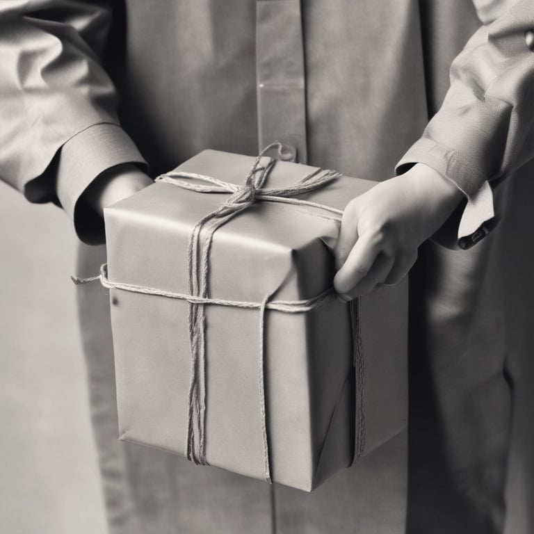 Wicker hamper basket with brown leather straps, lid slightly open showing baklawa and mamoul inside