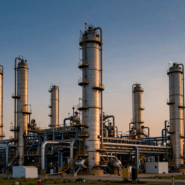 A red Foam Monitor in an industrial hangar, professional lighting, #1A2A3A background.