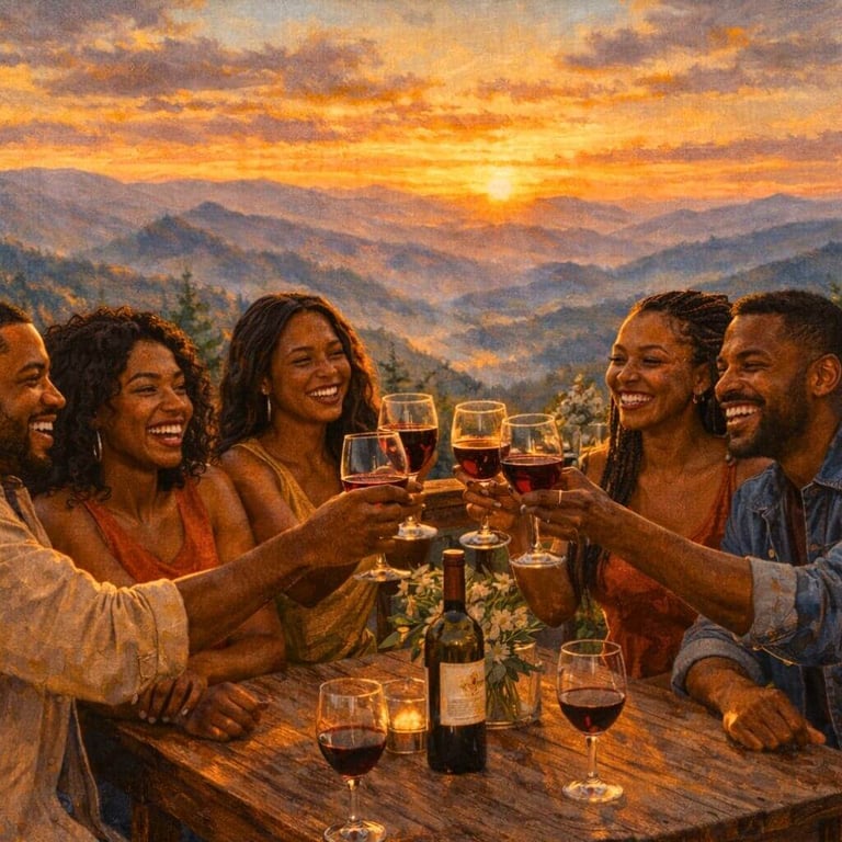 group vacation at smoky mountains winery turned into personalized canvas wall art from photo