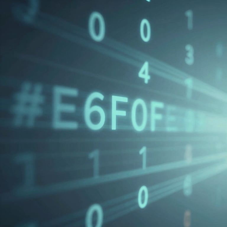 A sophisticated abstract background of floating digital numbers and soft #E6F0F8 light rays, high-end tech aesthetic.