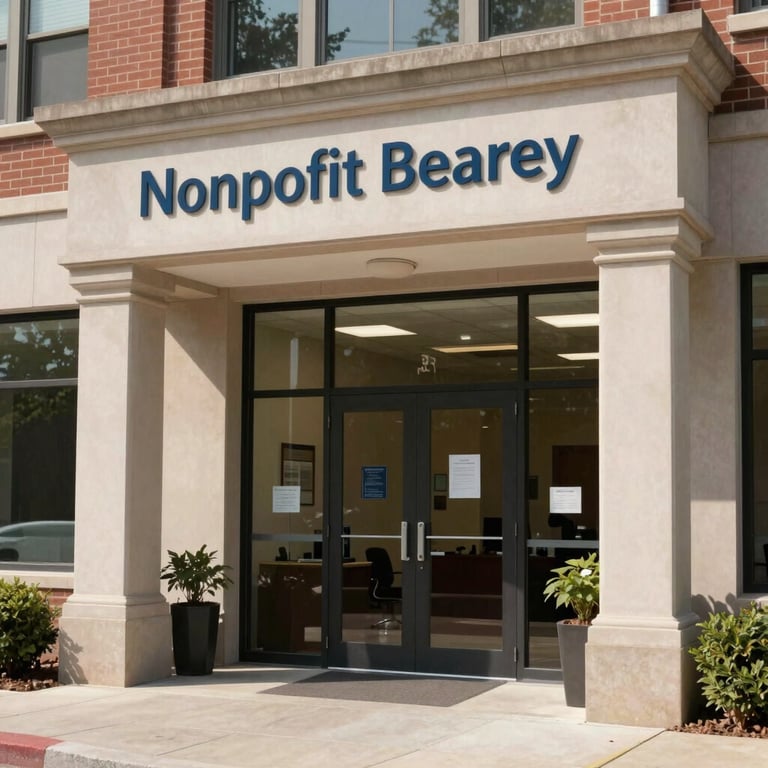 The professional office entrance of a nonprofit organization in Ohio, conveying trustworthiness and accountability.