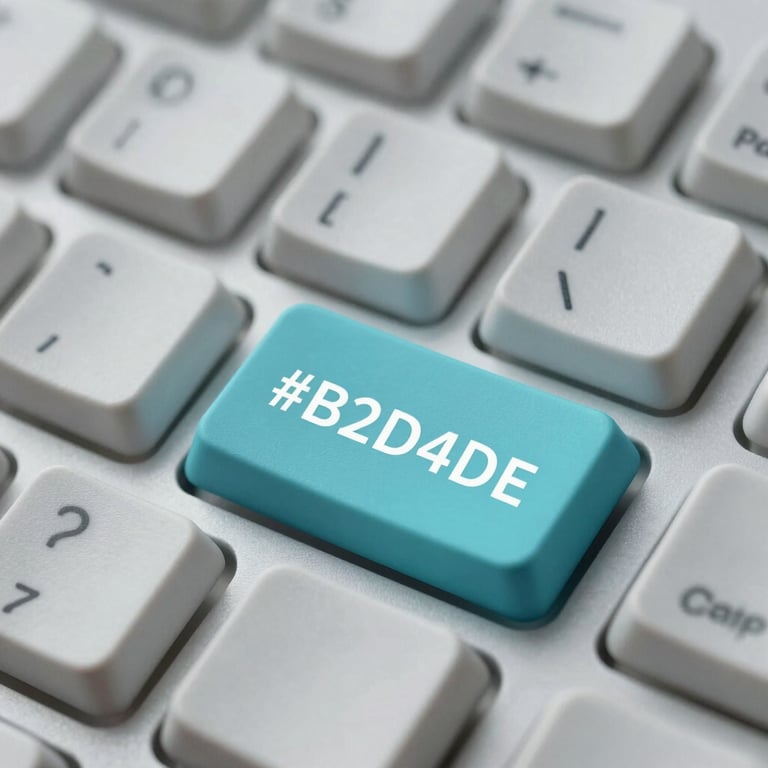 Macro shot of a high-tech keyboard with a single key highlighted in #B2D4D8, symbolizing precision and detail-oriented testing.