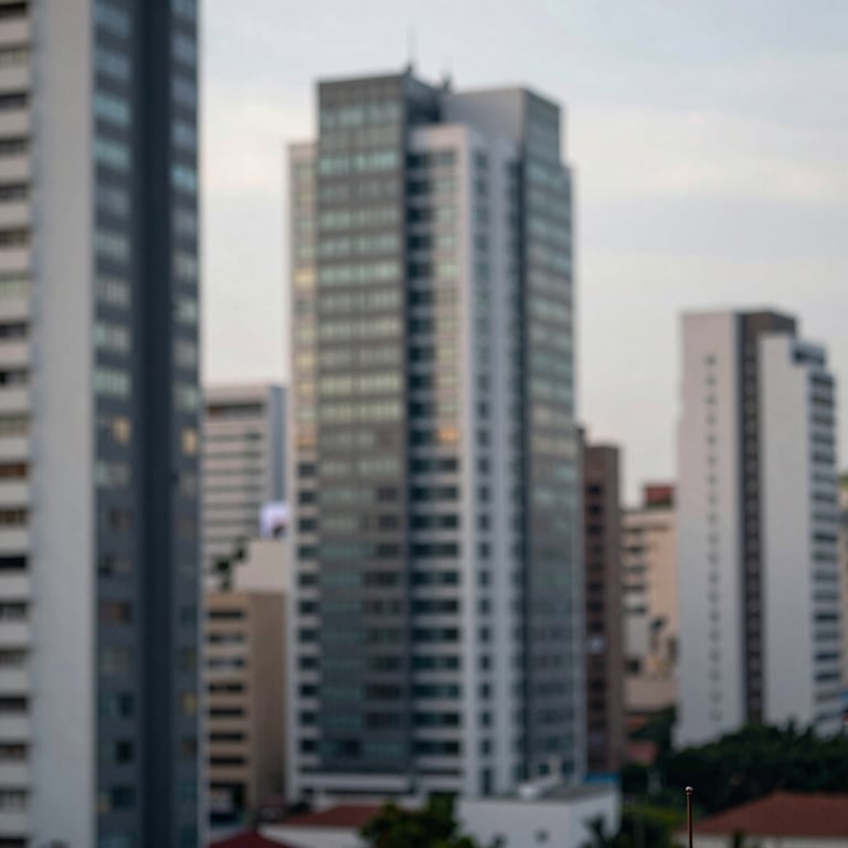 Blurred architectural background of a modern business district in a South American city.