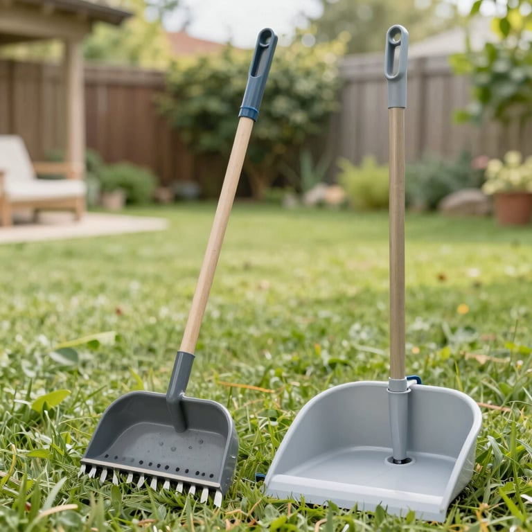 Close-up of sanitized pet waste removal tools neatly arranged on a clean surface.