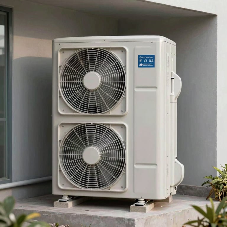 A clean, professional installation of a residential HVAC unit inside a modern mechanical room.