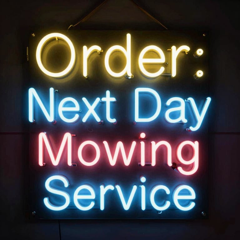 A calendar showing a next-day appointment marked with a lawnmower icon.