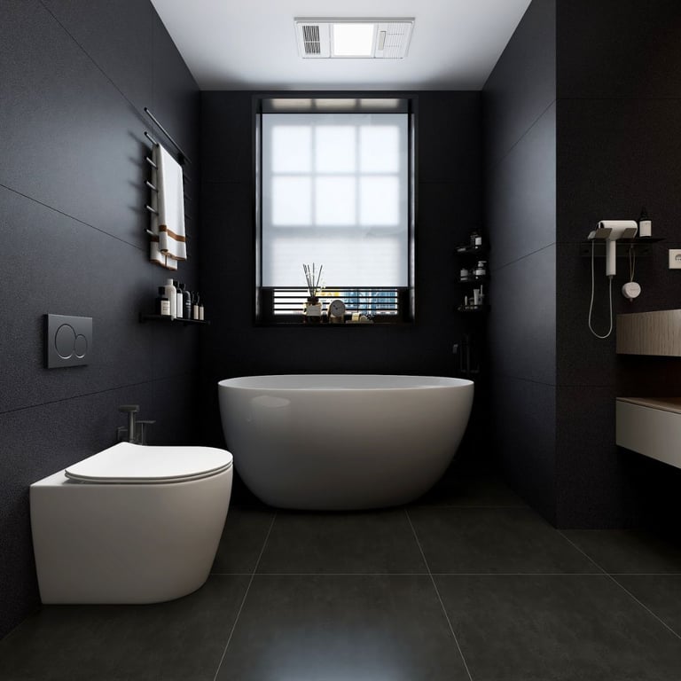 FayNza : Salle de bain luxe parisien à l'ambiance cosy, avec baignoire îlot et douche italienne sous verrière cuivrée.