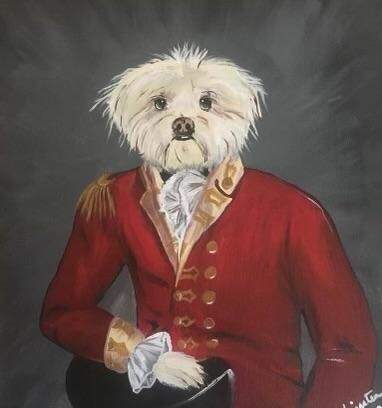 Llahsa apso in soldier's uniform