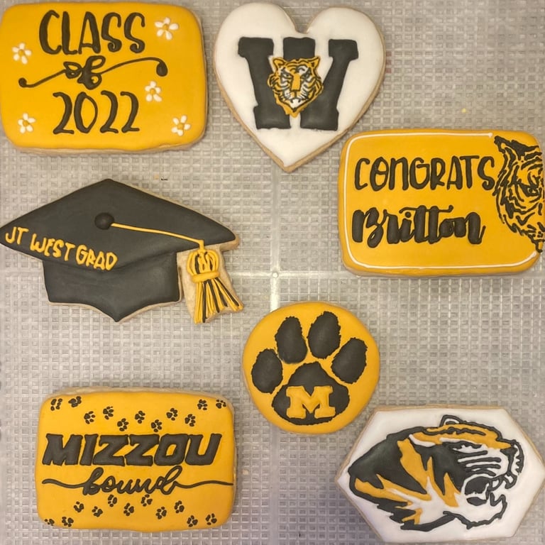 Graduation cookies; Tiger cookies; Mizzou cookies