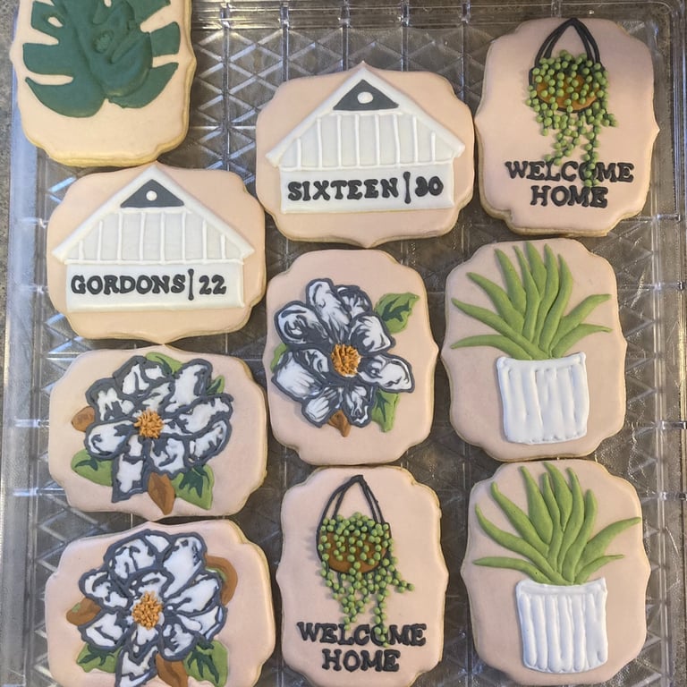 Housewarming cookies; plant cookies