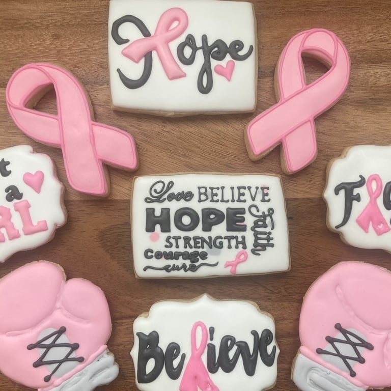 Breast cancer awareness cookies; fight like a girl cookies