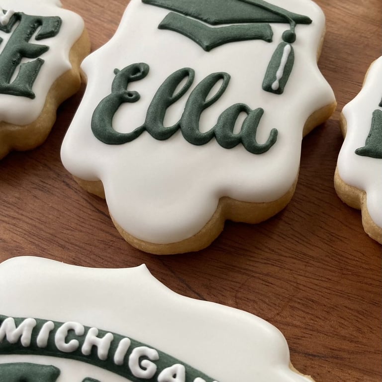 Graduation cookies; Michigan State cookies