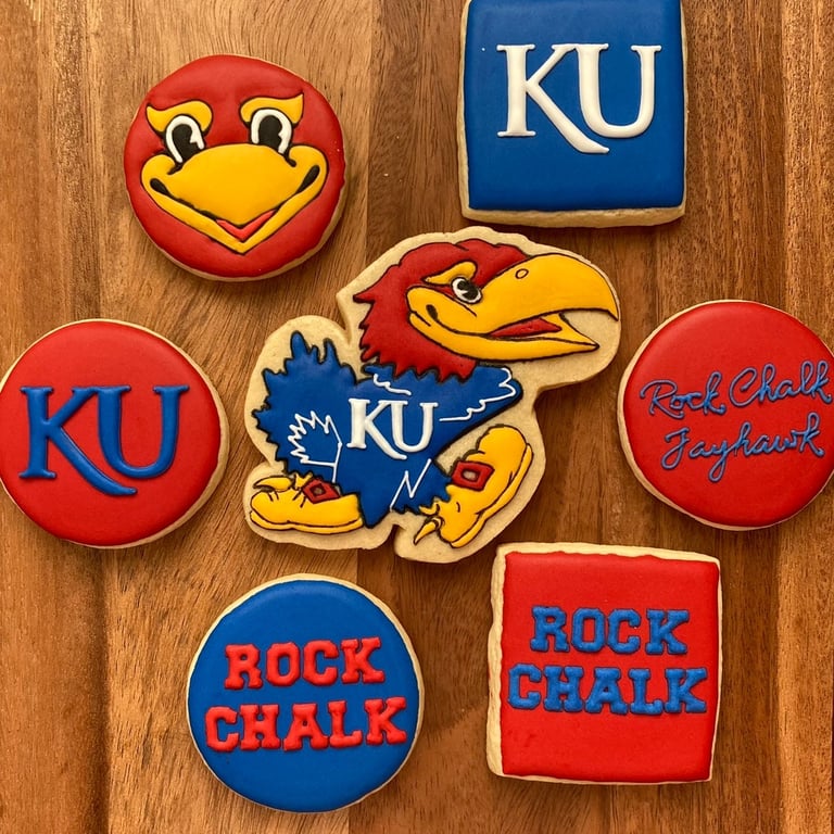 University of Kansas cookies; KU cookies; Jayhawk cookies