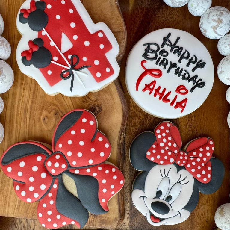 birthday cookies, minnie mouse cookies
