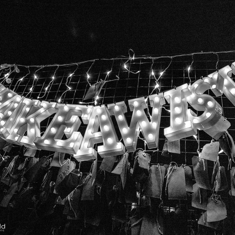 Luminate words Make A Wish in black and white