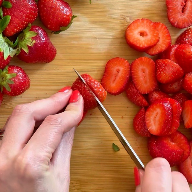 Chop the Strawberries into Small Pieces
