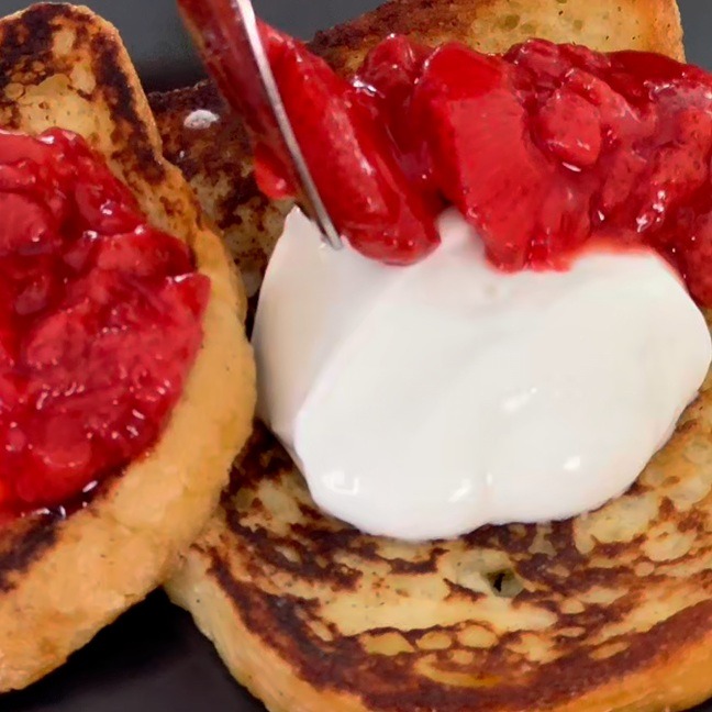 Spoon Over the Warm Caramelized Strawberries