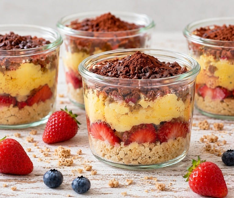 Creamy strawberry cups