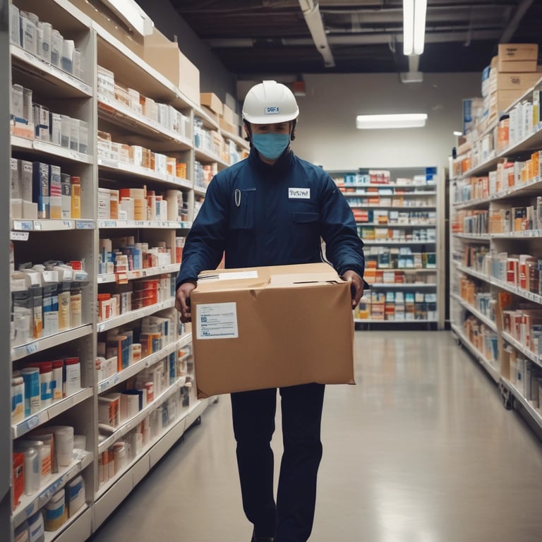 A delivery person handing over a package to a customer.