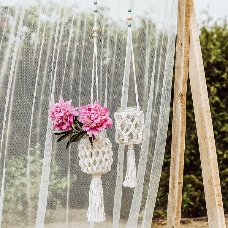 boho style macrame flowers hangers