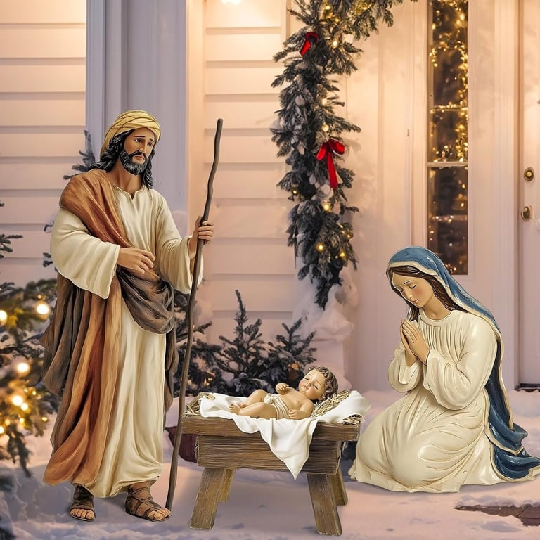 Life-size outdoor Holy Family display