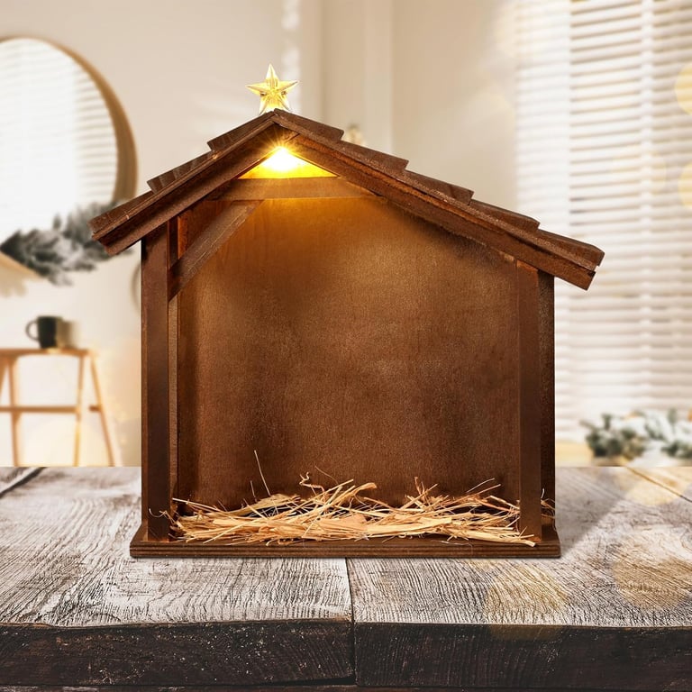 Nativity stable with LED lighting