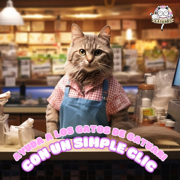 a cat in a store with a cat in a dress shirt