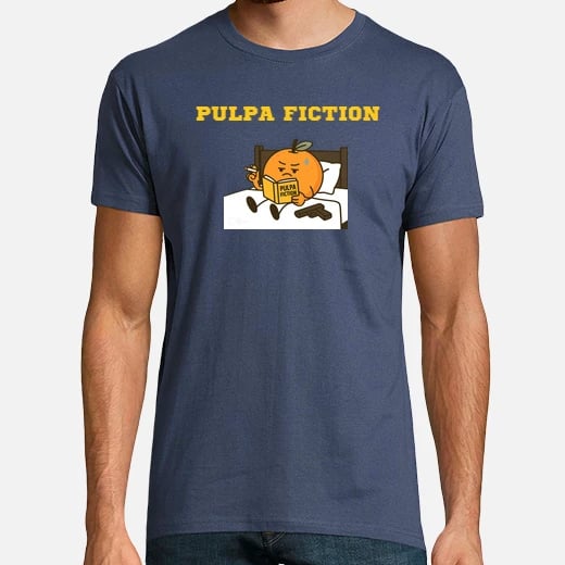 a man in a blue shirt with a cat on it