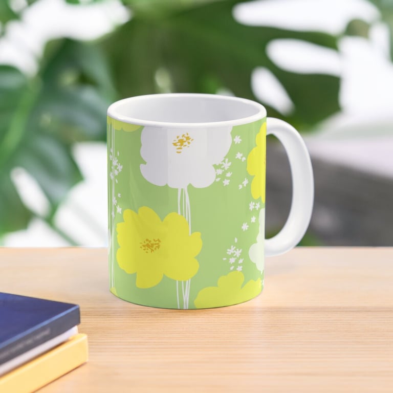 Peony flowers: Yellow White Classic Mug Cup