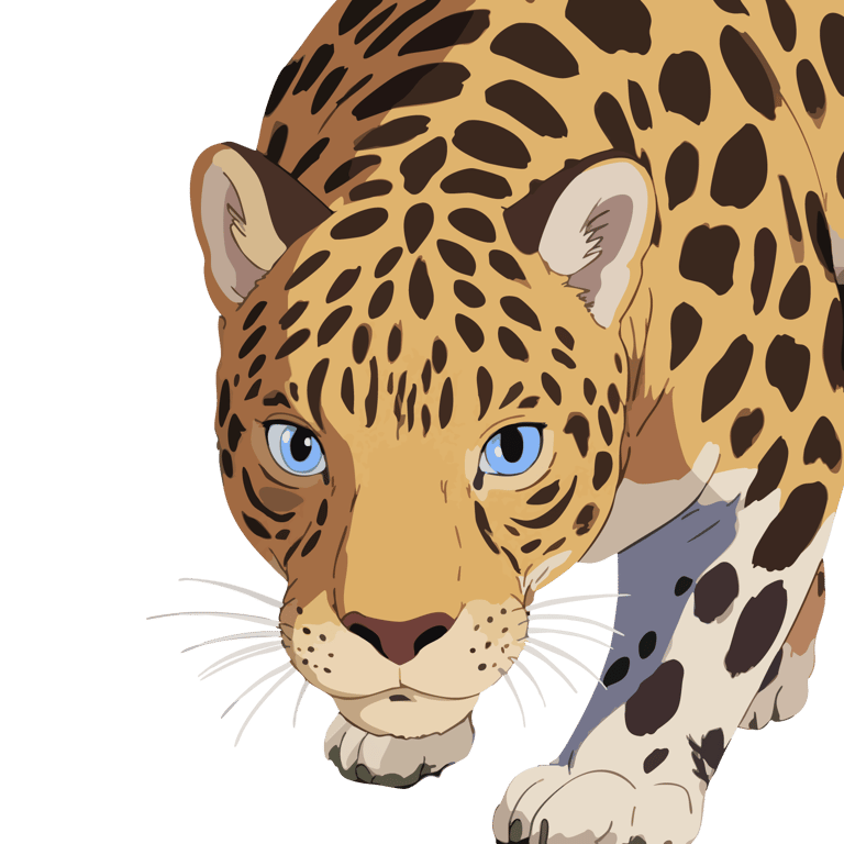 Leopard graphic art print, fixing the viewer with an unflinching stare.