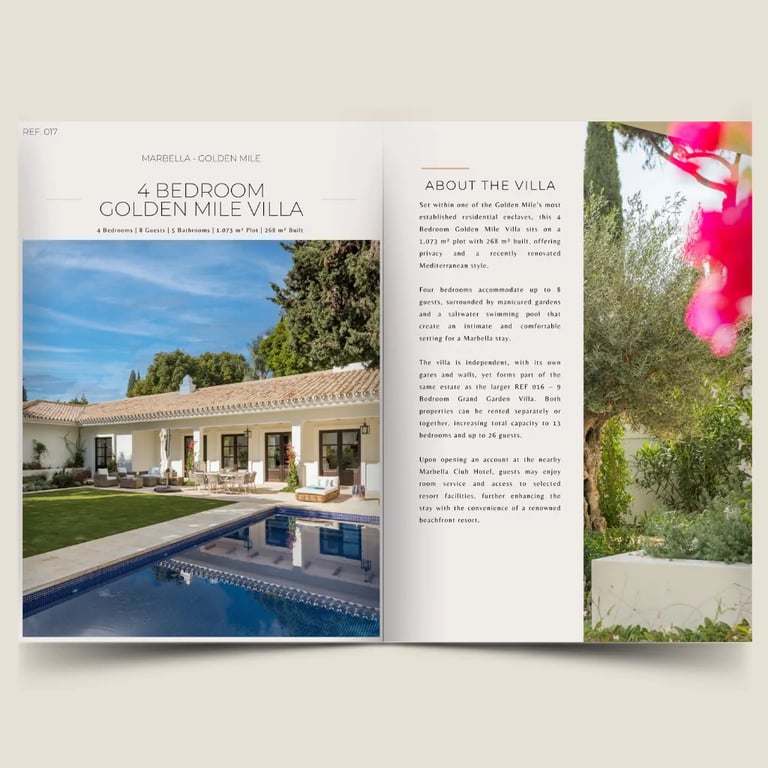 4 bedroom Golden Mile villa dossier cover with estate imagery and property details