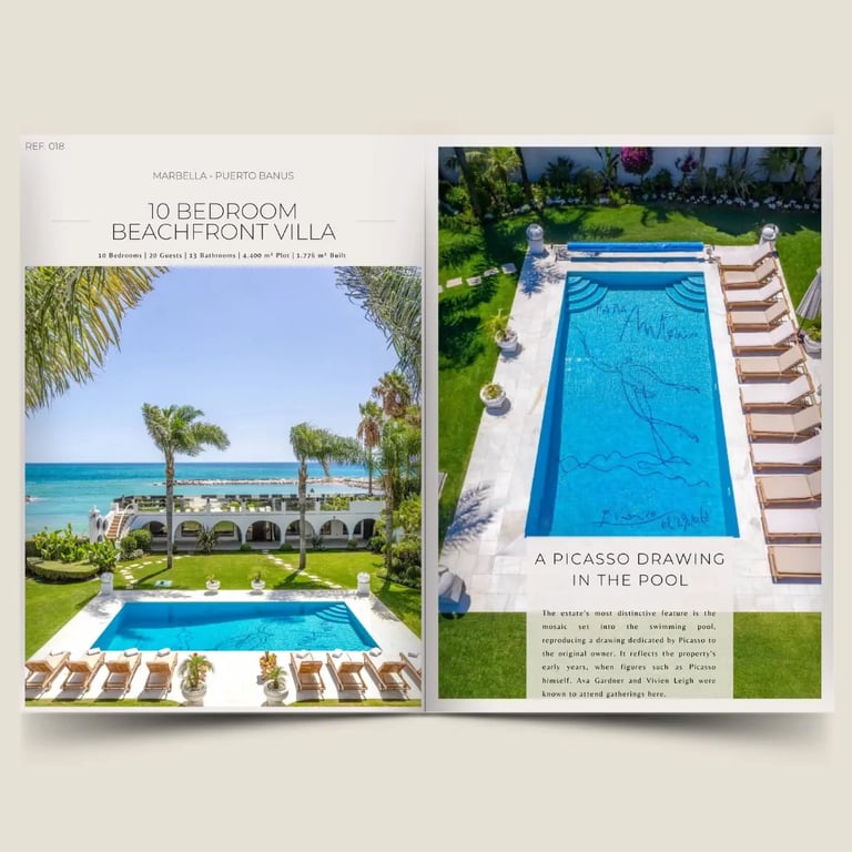 10 bedroom beachfront villa dossier cover with estate imagery and property details