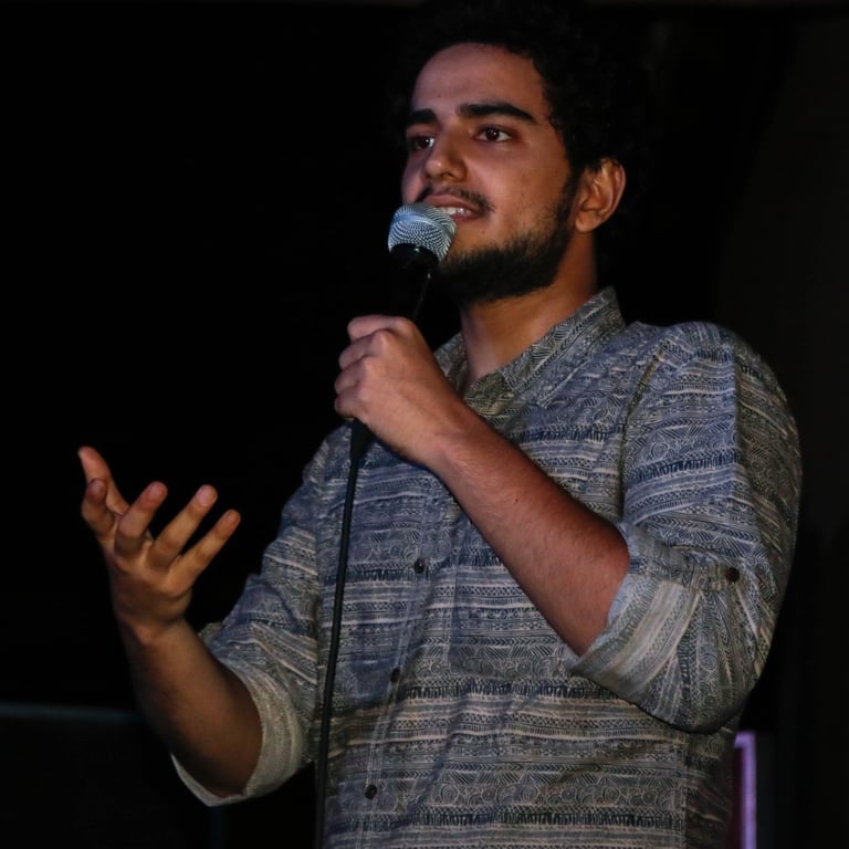 Samay Raina, a stand up comedian performs at an Orange Octopus event in 2018.