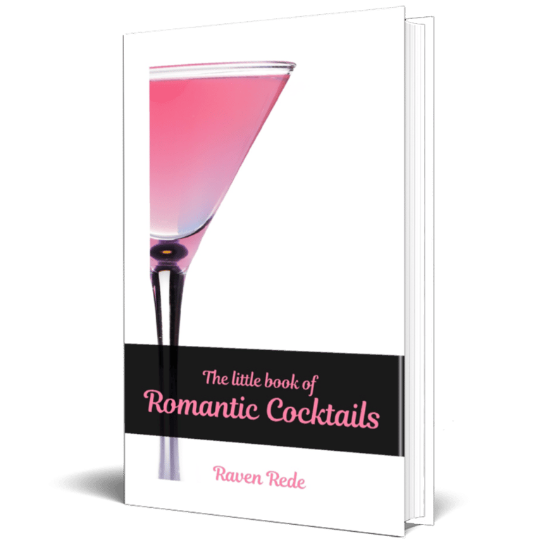 A white book cover featuring a brilliant pink cocktail in a long-stemmed glass