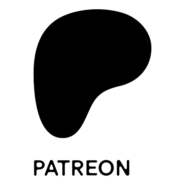 Official black Patreon logo icon with text for creator membership platform.