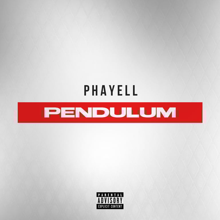 Pendulum cover graphic by Ruan, diamond texture, cream background, red background white font