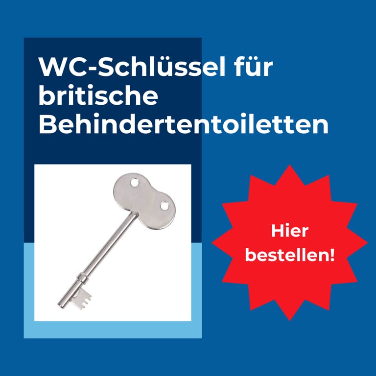 Werbung: WC-Schlüssel für britische Behindertentoiletten. Hier bestellen!