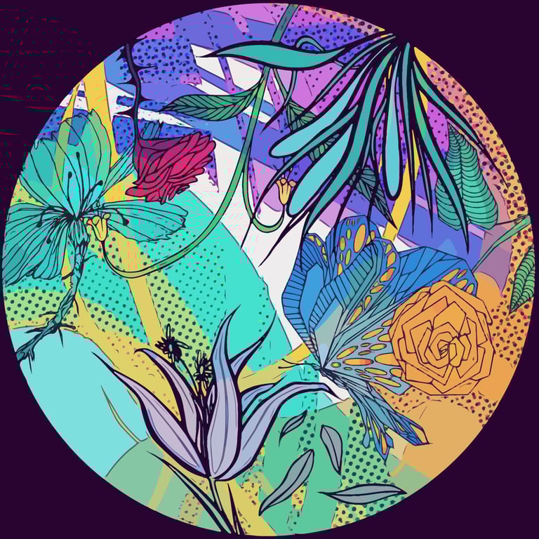 papillon et fleur peinture digital sur un enjoliveur pour fauteuil roulant "Olliver