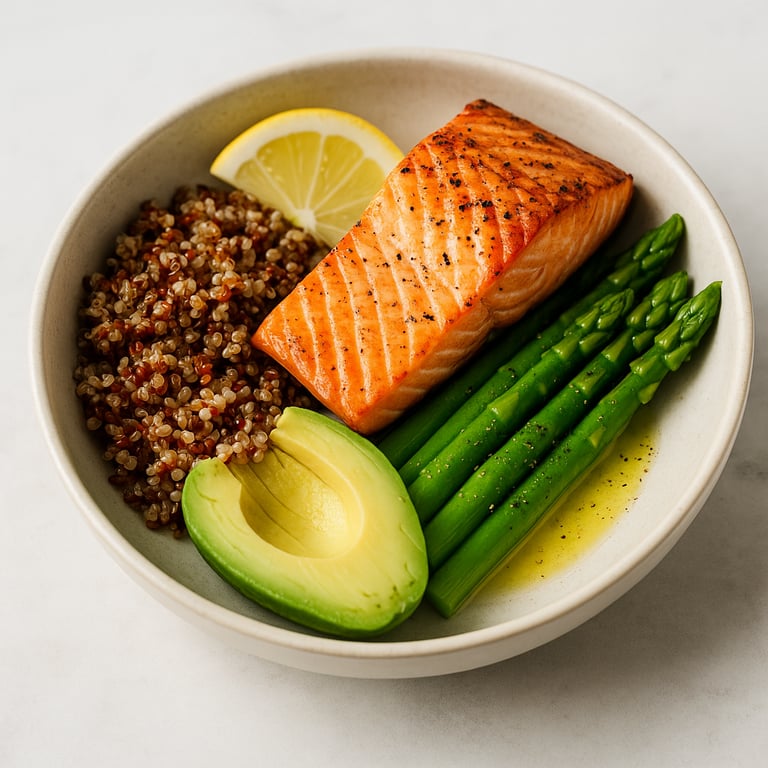 Semaglutide Recipe: Grilled Salmon with Quinoa, Avocado and Asparagus