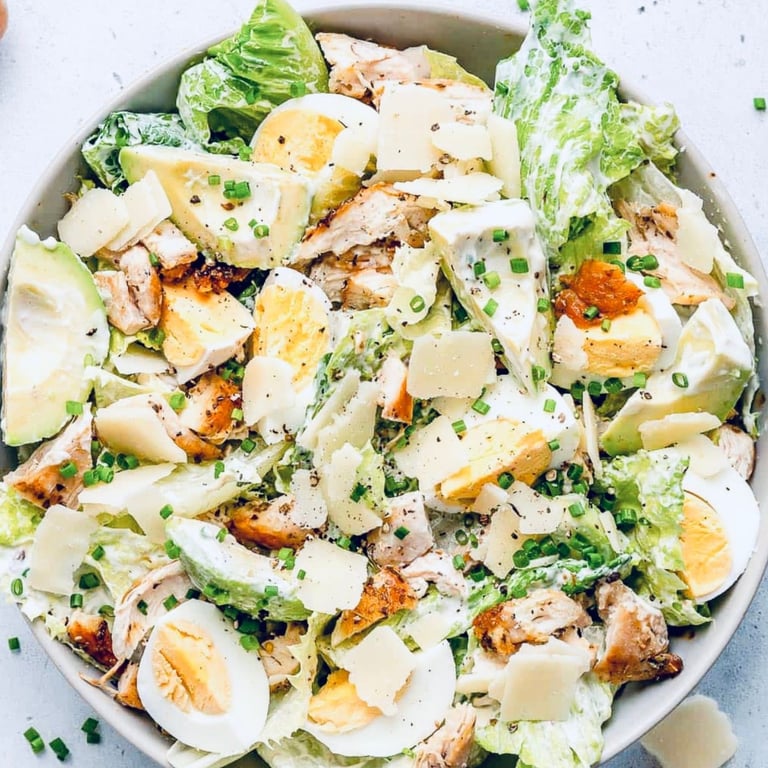 Grilled Chicken Caesar Salad with Boiled Egg