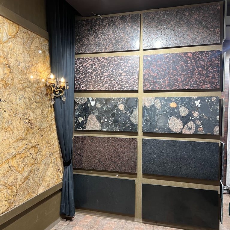 Alaska gold grantie display at mohali granite store