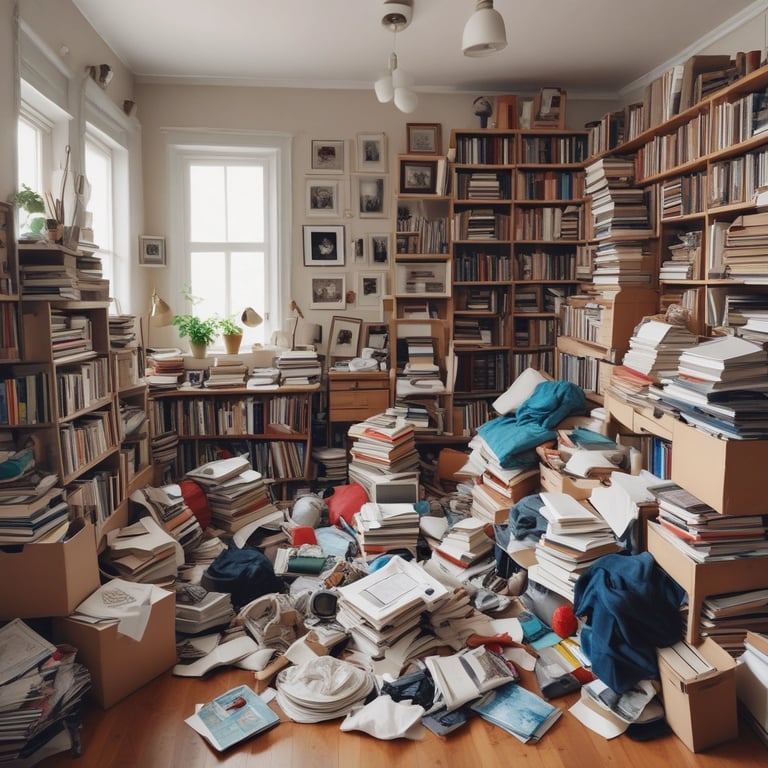 Three blue recycling bins are positioned on a sidewalk against a building with closed metal shutters. The bins display a yellow 'M' logo and the one on the far right is overfilled with cardboard boxes.