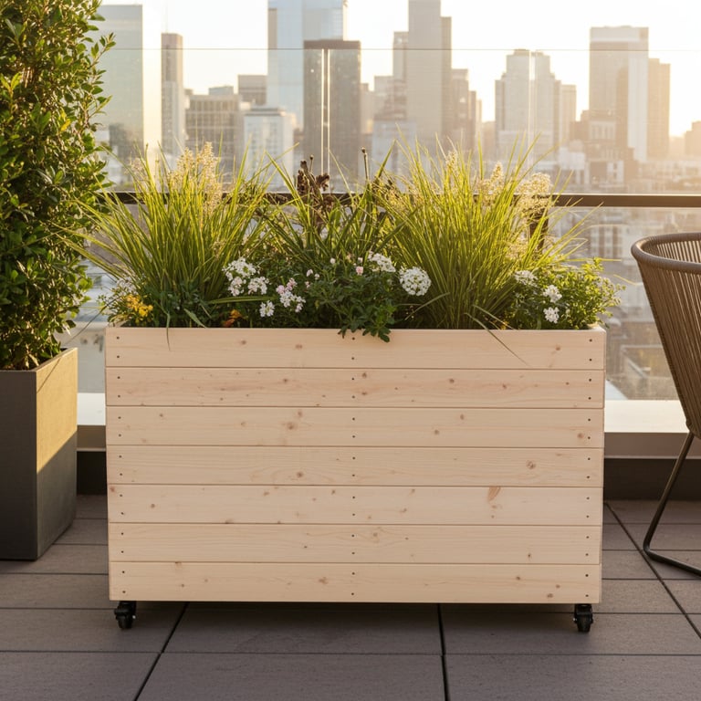large wooden planter box made from natural wood tall narrow plan pot with plantse from wood plant box on legs