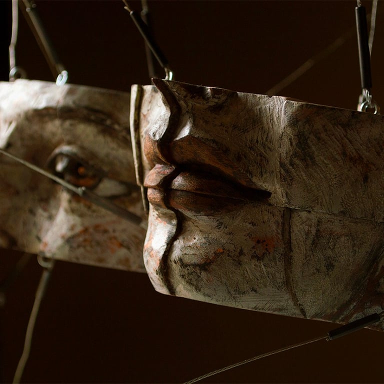 "PUPPET" 21"w x 19”h x 15”d    wood, paint and metal. 2015