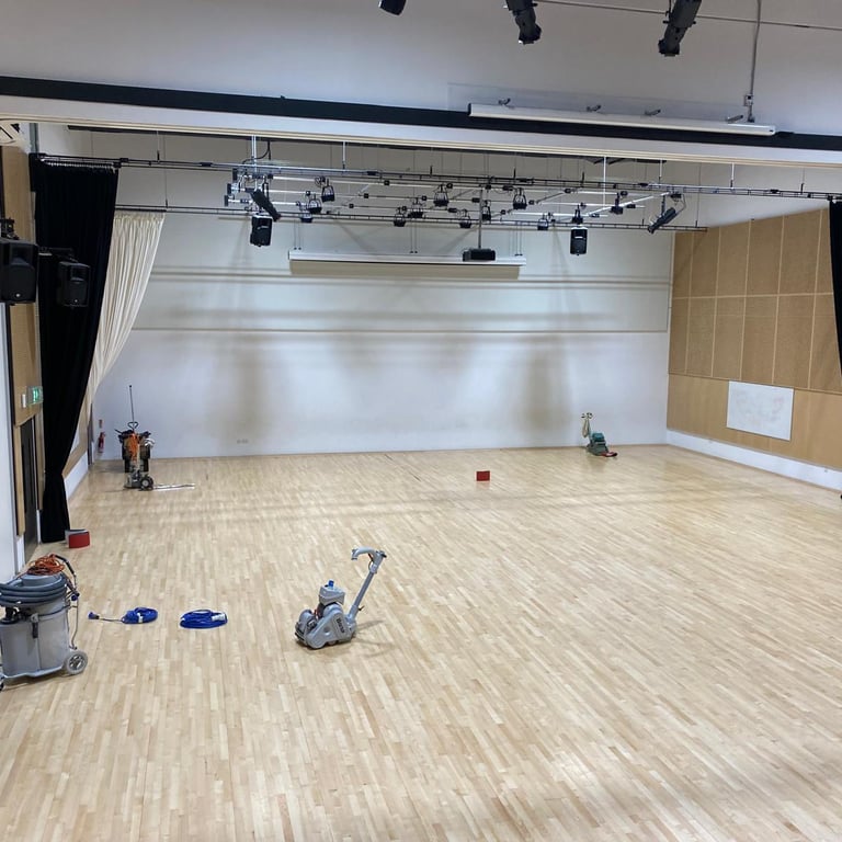 Whitley Bay HighSchool Refurbished Main hall 365m2 Sanding and Sealing