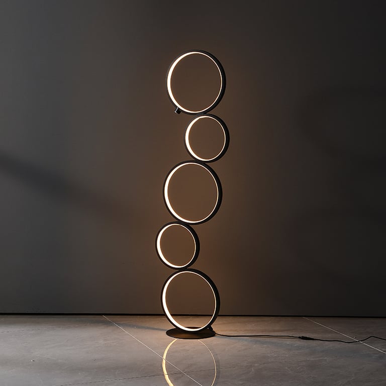MNK-FL136 five rings floor lamp led black dimmable floor lamp with soft light