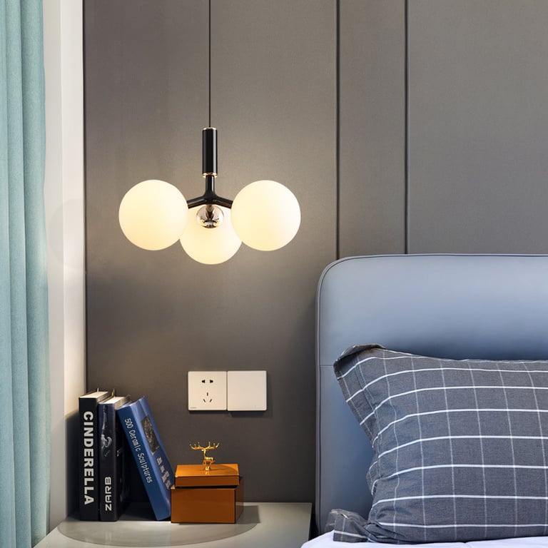 MNK-PD102 three-head glass bedside chandelier