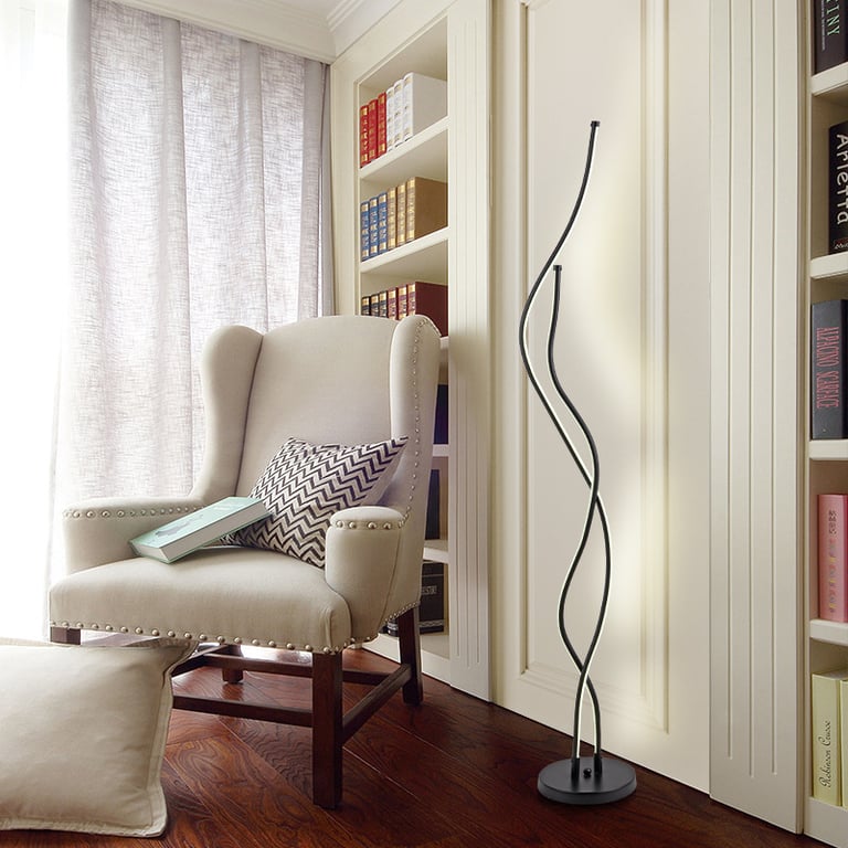 MNK-FL145 hyperbolic black floor lamp led with touch switch adjustable brightness dimming black