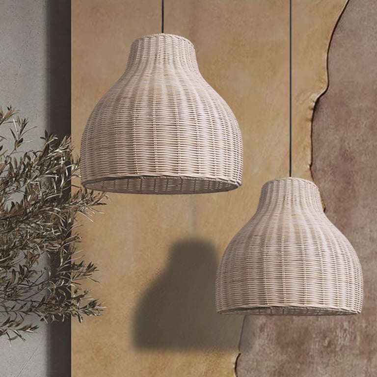MNK-LC51 Lampenschirm aus Korbgeflecht, Retro-Leuchte, rustikale Decke