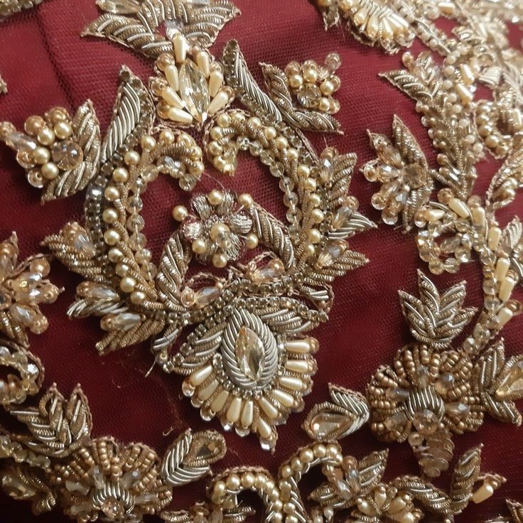 SYZ handmade zardosi embroidery patch for dupatta border decoration